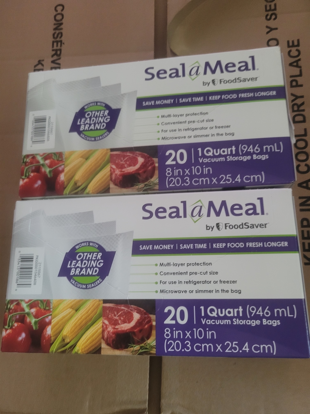 Seal-a-Meal 1 Quart Vacuum Storage Bags - Purple/White (20 Pack)